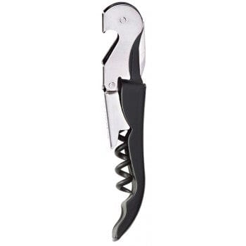 Duo Lever Corkscrew-Stainless steel boot double lever and serrated blade Black Ampack