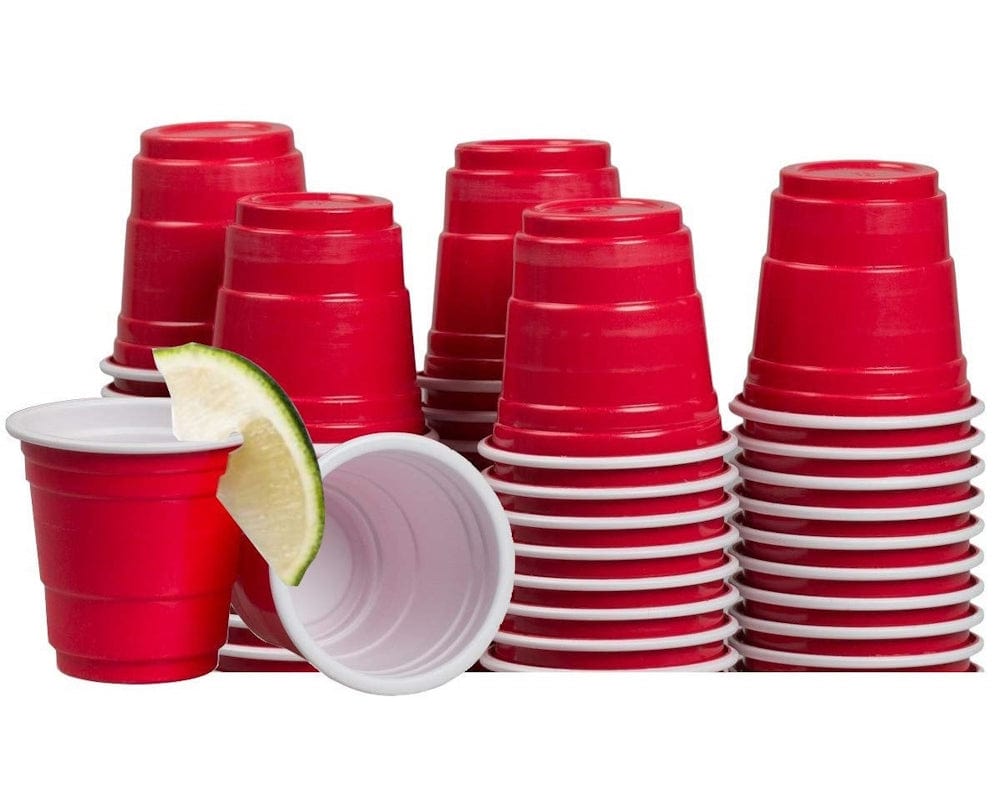 2 oz Red Shot glasses-disposable plastic Mini Red Party cups -20Ct
