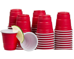 2 oz Red Shot glasses-disposable plastic Mini Red Party cups -20Ct. Ampack