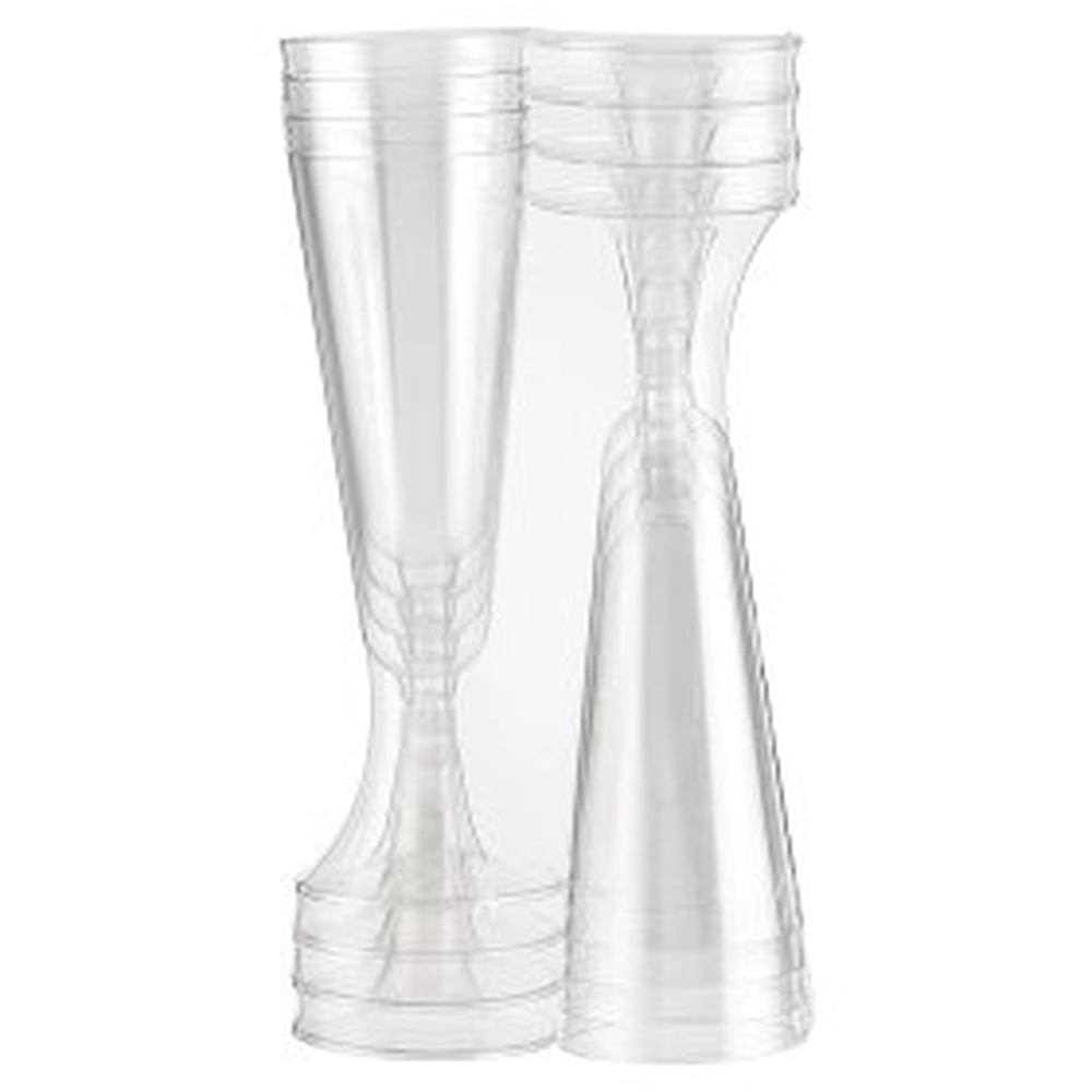 Plastic 5 Ounce One Piece Champagne Flute in Clear, Set of 12 Wine Stems, Reus