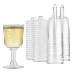 5 oz Wine Goblet - 2-piece Clear Hard Plastic -  Pack of 6Pcs Ampack