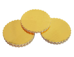 Cake Circle Scalloped- corrugated- Gold laminated-10" Ampack