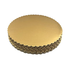 Cake Circle Scalloped- corrugated- Gold laminated-12" Ampack