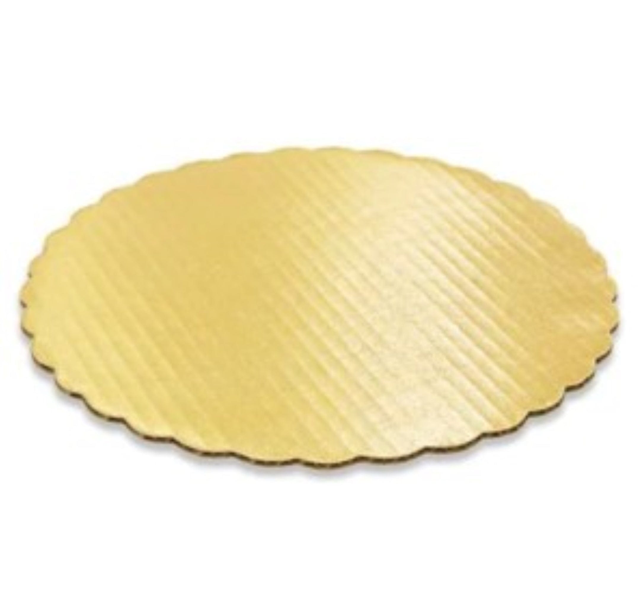 Cake Circle Scalloped- corrugated- Gold laminated-9" Ampack