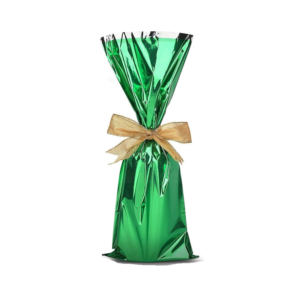 Mylar Metallic wine Gift Bags-GREEN- 7 x 18 - Pack of 100 Pcs Ampack