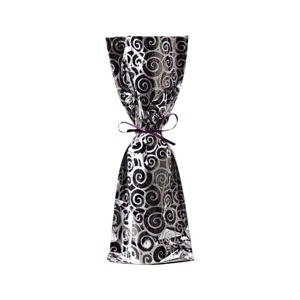 Mylar Metallic Wine Gift Bags, SILVER Swirl Design - 7.00 x 18.00 Inch - Pack of 100 Ampack