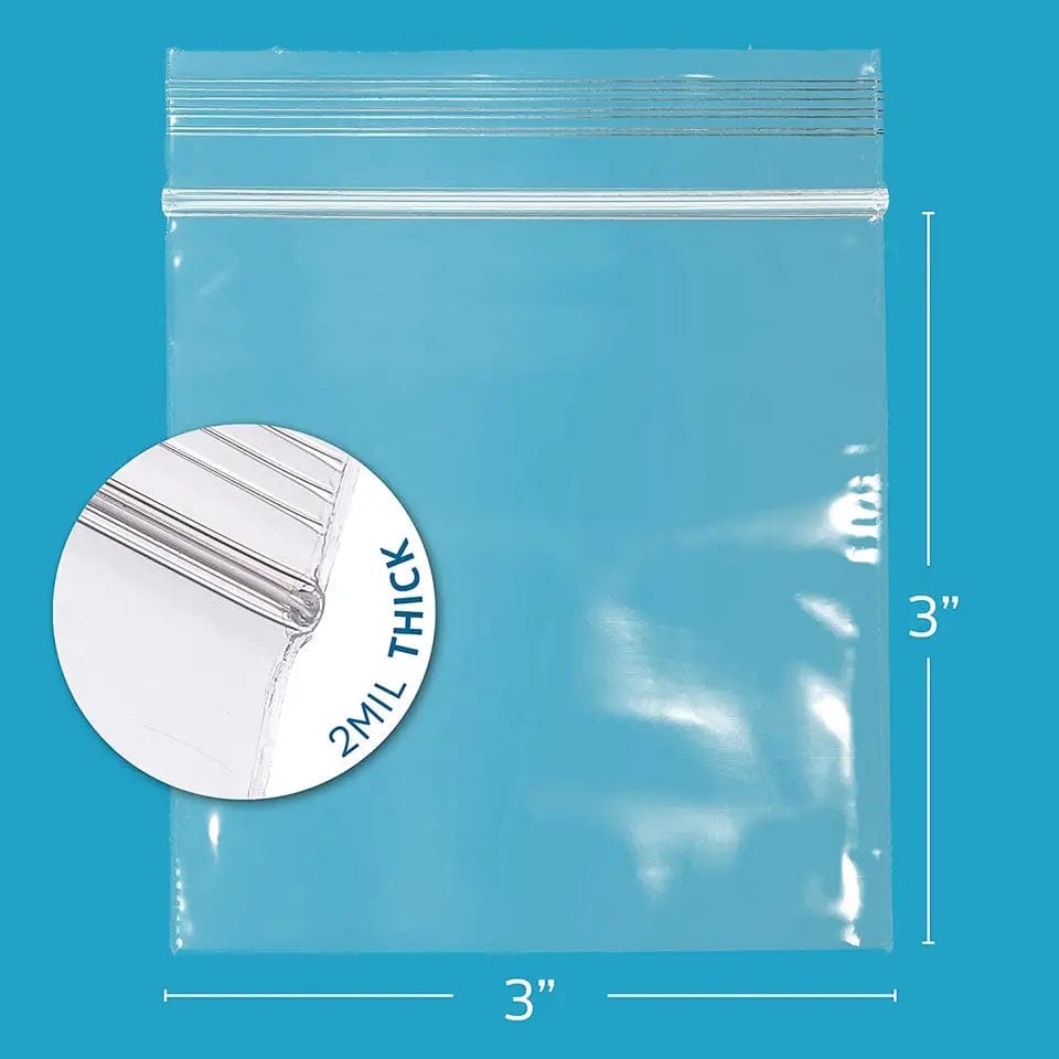 100 Set Reclosable Clear Plastic Poly Bags 3 x 3 Zip Seal 2mil