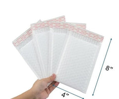 Poly Bubble Mailer, Self-Seal Shipping Mailer 4x8 inch #000 - 500 Pieces/Case Ampack