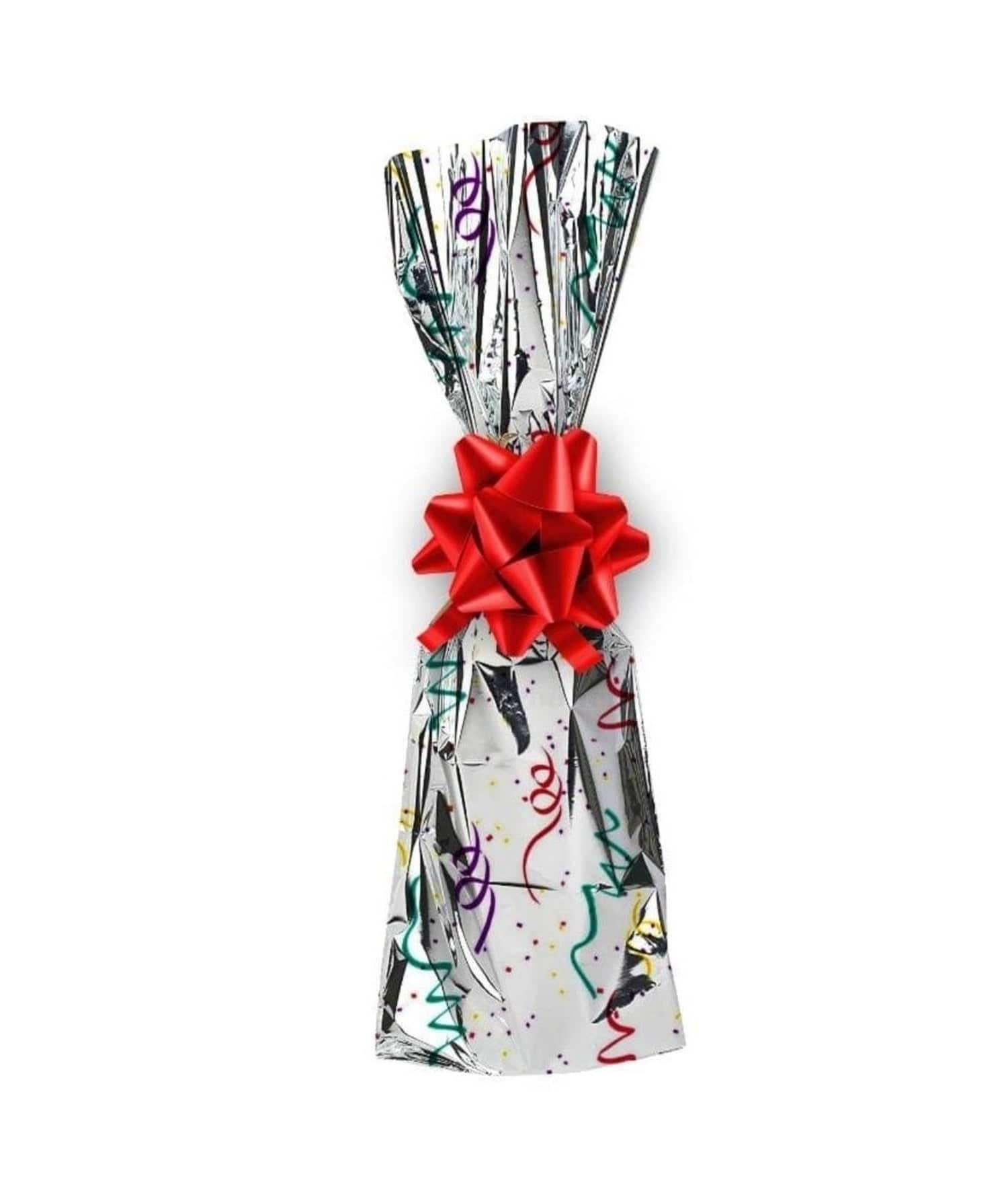 Printed Mylar Metallic Wine Gift Bags, Confetti Design - 7.00 x 18.00 Inch - Pack of 100 Ampack