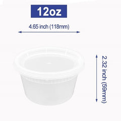 12 Oz Deli Containers Heavy-duty with airtight Lids /food storage and take out- 240sets/case Ampack