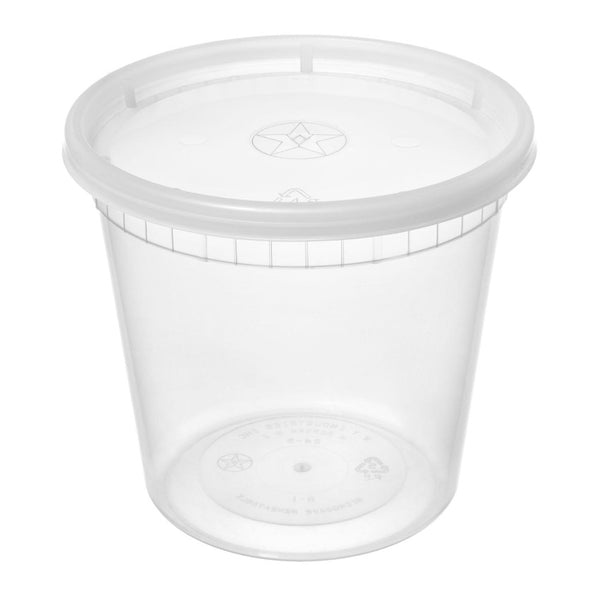 32 oz Deli Food Storage Container Cups with Lids (24 Pack)