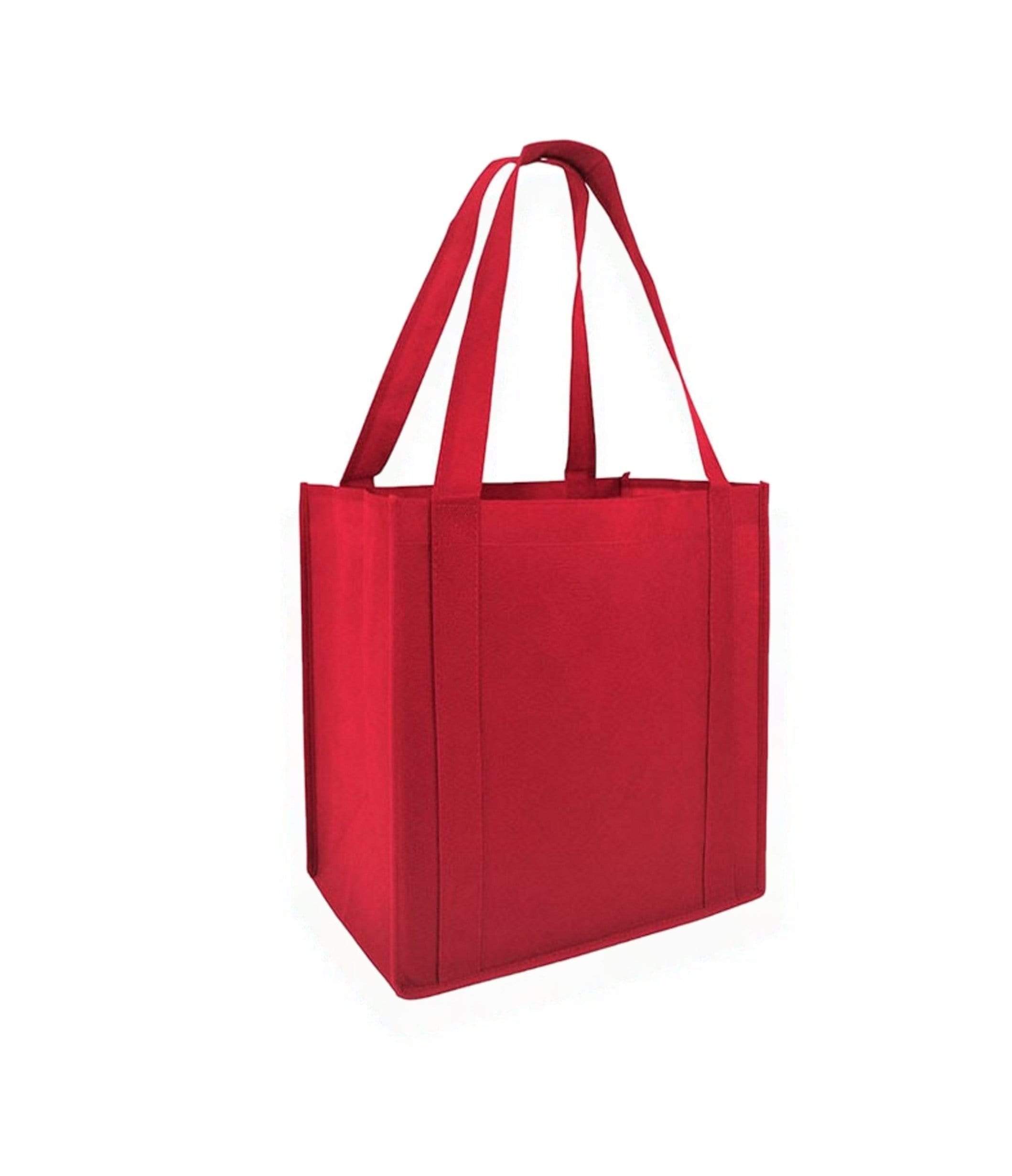 (Set of 12) 12 Pack- Cheap Non Woven Large Promotional Grocery Tote Bags  (Red)