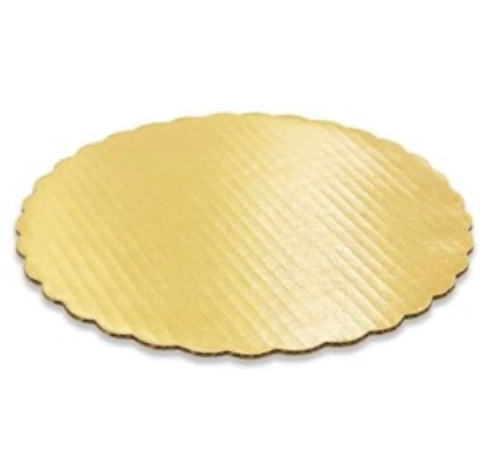 Cake Circle Scalloped- corrugated- Gold laminated-12" 25Pcs Plain Ampack