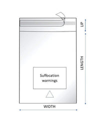 Copy of Poly bags Lip and Tape Resealable 16x20 1.5Mil with Suffocation Warning- 500Pcs/Case Ampack