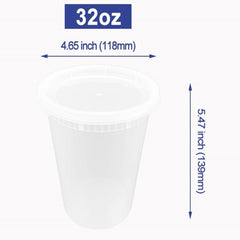32oz Plastic Deli Cups and Lids - Heavy Duty - 240/Case - Kuki Collection