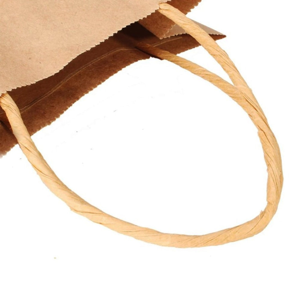 [50 Pack] Kraft Paper Bags with Handles 13 x 10 x 5 12 LB Twisted Rope  Retail Shopping Gift Durable Natural Brown Barrel Sack