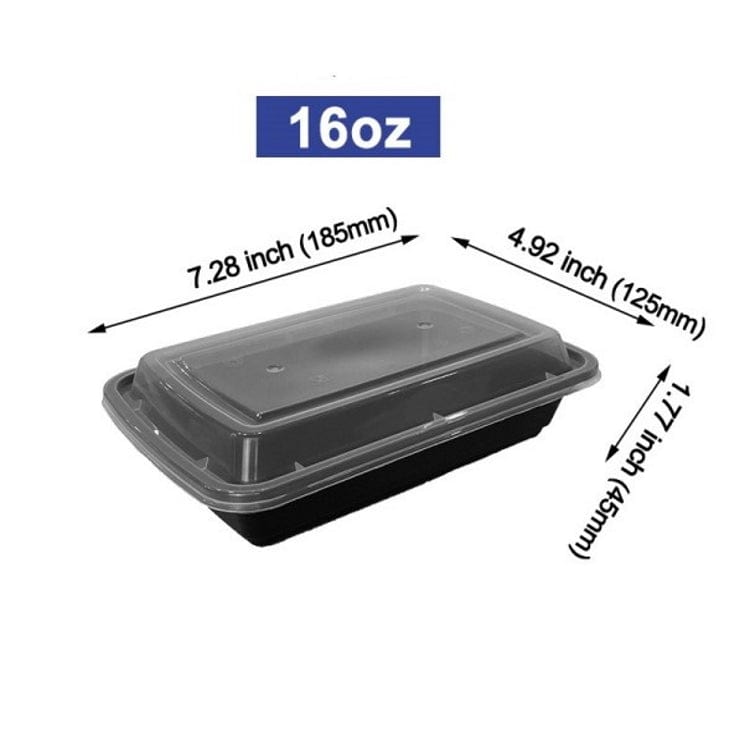 32 oz. Rectangular Black Containers and Lids, Case of 150