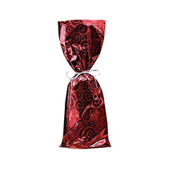 Mylar wine Gift Bag - Swirl Design-7 x 18- Red, gold and Silver- 500Pcs/case - Ampack