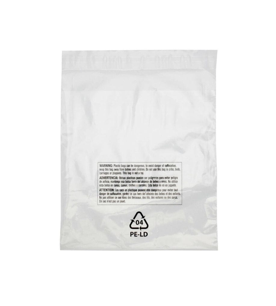 Poly bags Layflat Open end -Clear 10x15 2Mil with Suffocation warning 1000Pcs/Case Ampack