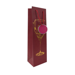 Wine bottle paper Gift Bags foil Embossed-Maroon and Black Maroon Ampack