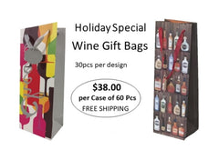 Wine bottle paper Gift bags-Pack of 60Pcs-in 2 Designs Ampack